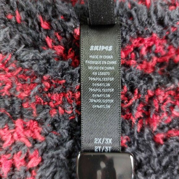 SKIMS Buffalo Plaid Fuzzy Knit Sweater 2X Red Black Cozy Oversized Soft - Picture 8 of 11